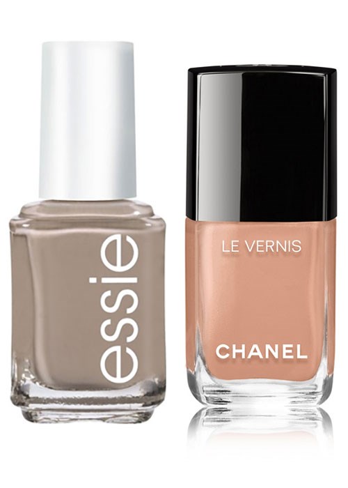 Essie Nail Colour in Chinchilly and CHANEL Le Vernis Longwear Nail Colour in Beige Beige